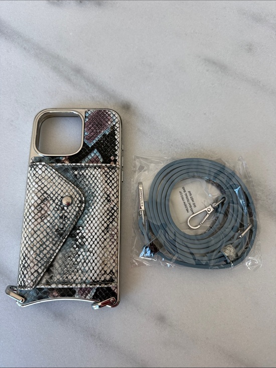 Bandolier Other - Bandolier Snake-Print Phone Case iPhone 16 promax with Gray-Blue Removable Strap